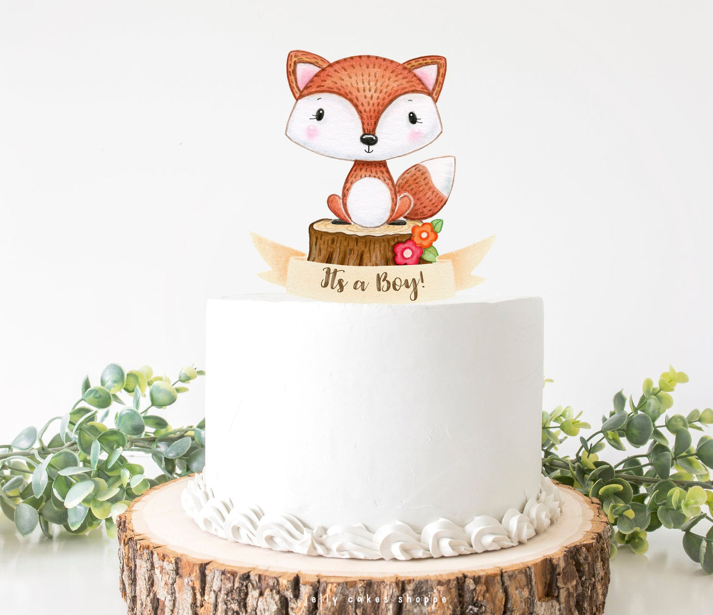 Woodland Fox Baby Shower Cake Topper, Fox 1st Birthday Cake Topper for Baby Boy