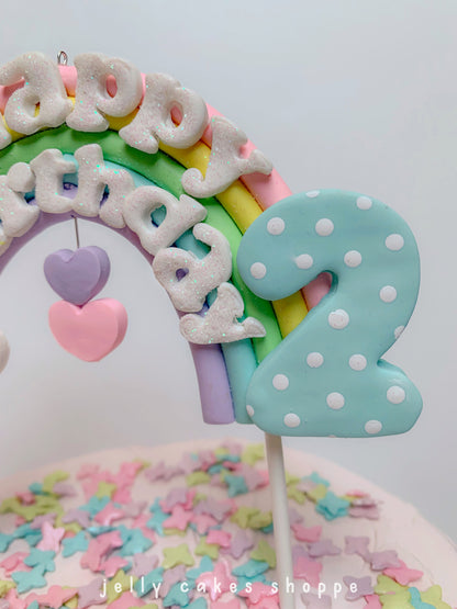 Rainbow and Clouds Cake Topper