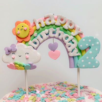 Rainbow and Clouds Cake Topper