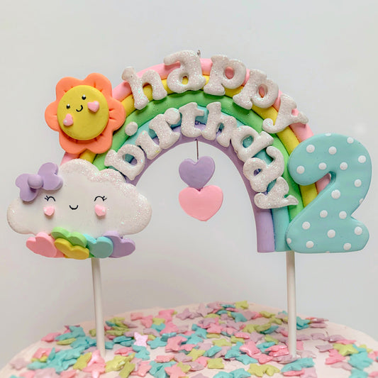 Rainbow and Clouds Cake Topper
